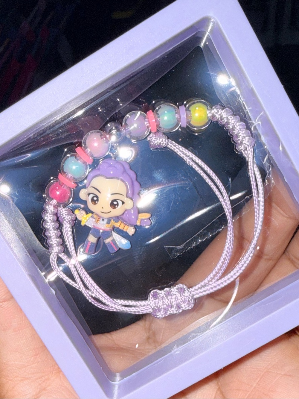 Kids Purple Beaded Adjustable Bracelet with Character Charm